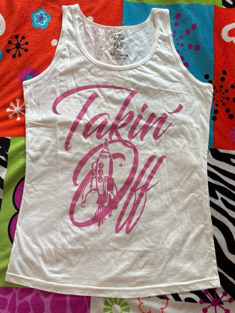 White & Pink 'Takin' Off' Tank Top